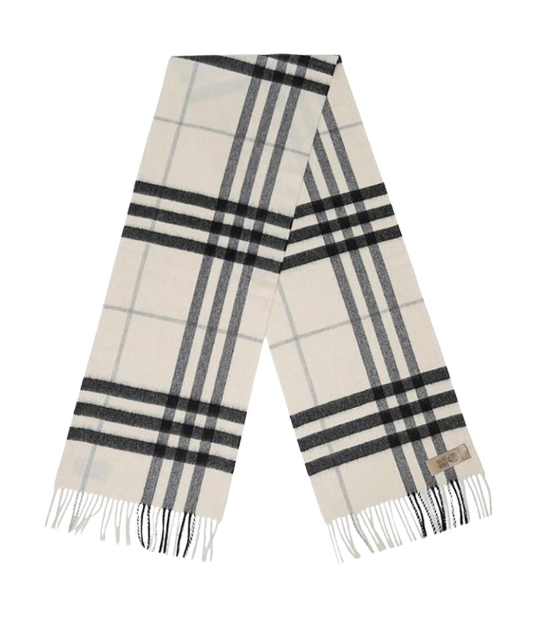 BURBERRY Белый кашемировый шарф, фото 1