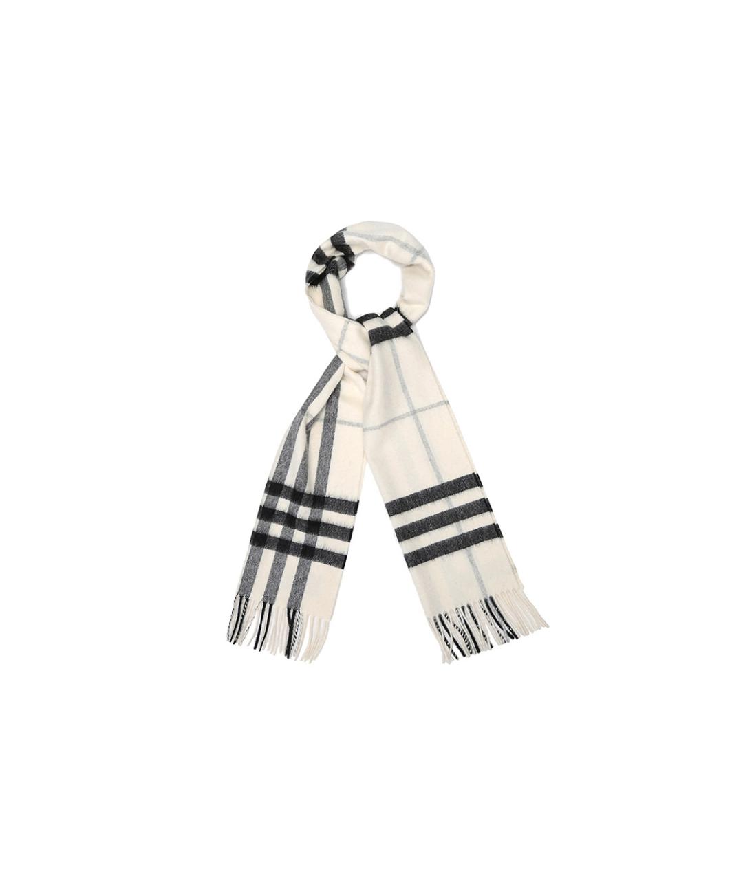 BURBERRY Белый кашемировый шарф, фото 4
