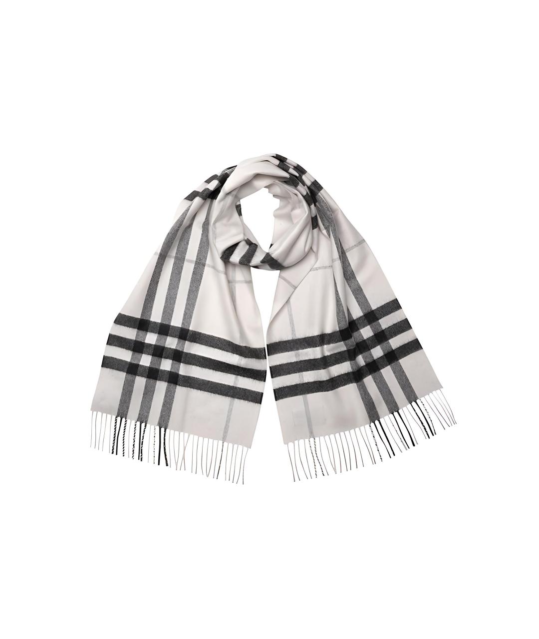 BURBERRY Белый кашемировый шарф, фото 2