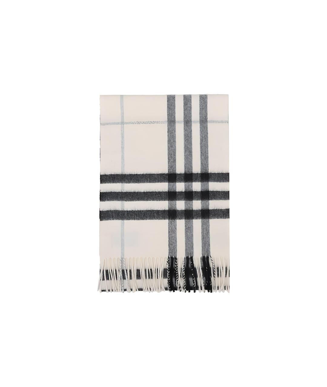BURBERRY Белый кашемировый шарф, фото 5