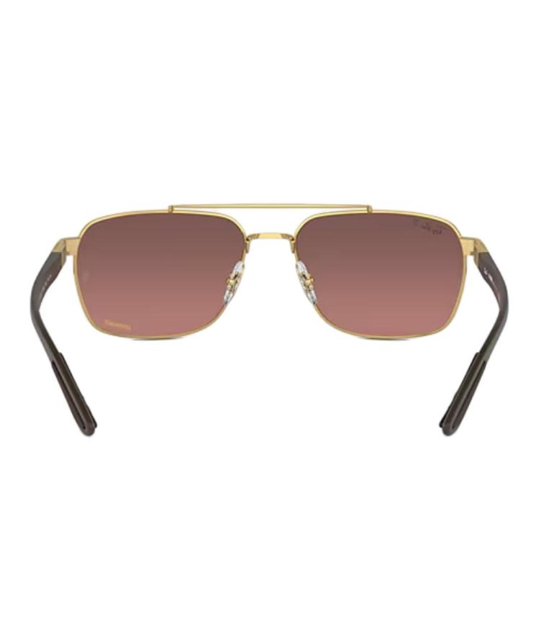 RAY BAN Коричневые металлические солнцезащитные очки, фото 3