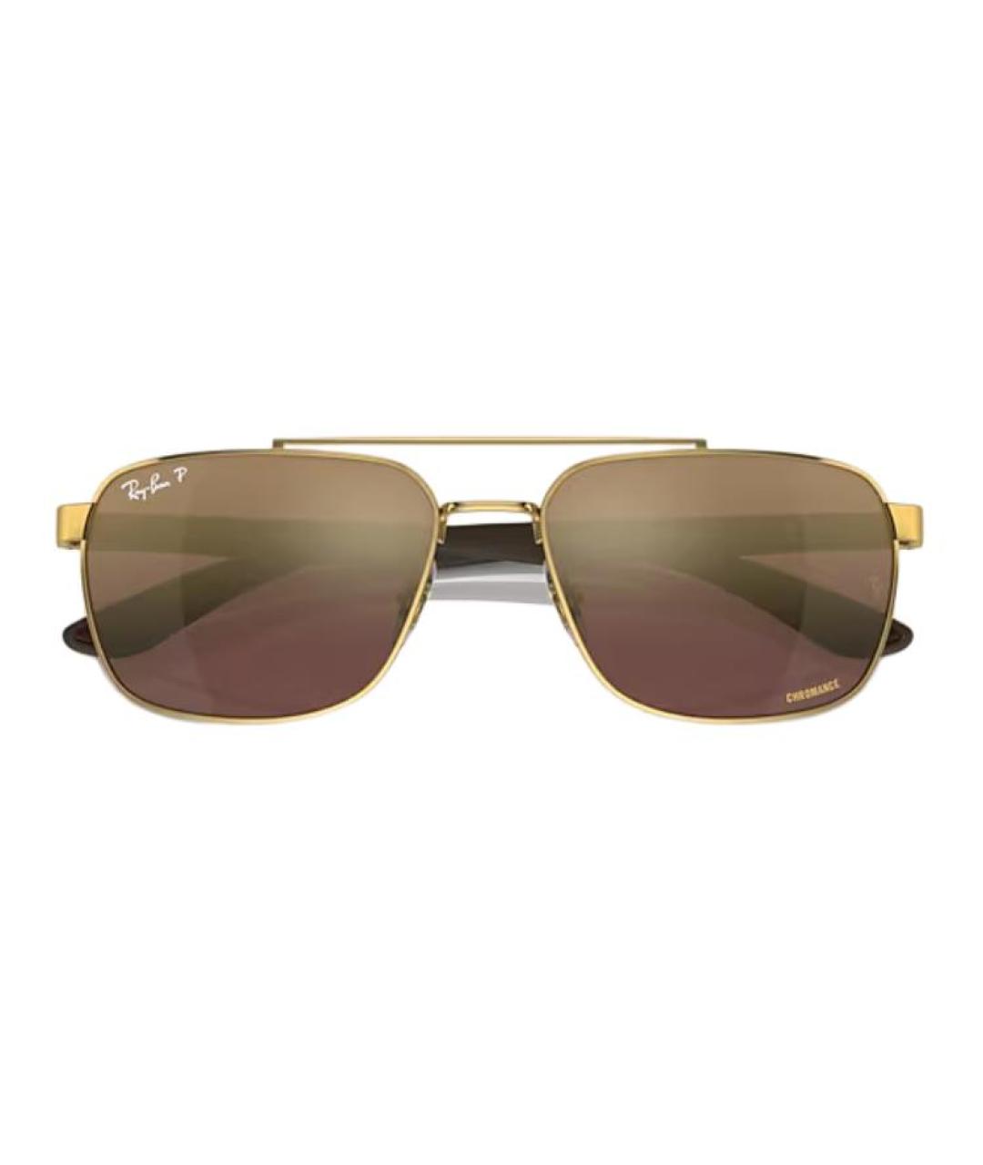RAY BAN Коричневые металлические солнцезащитные очки, фото 5