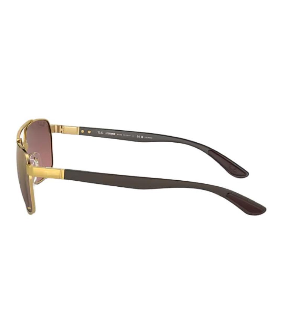 RAY BAN Коричневые металлические солнцезащитные очки, фото 4