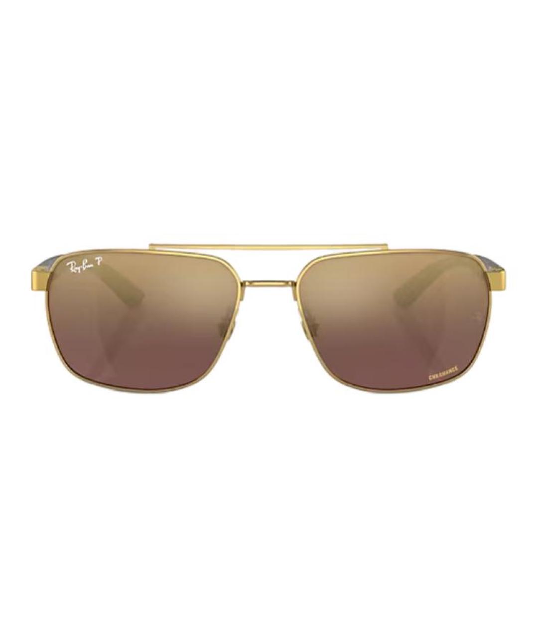 RAY BAN Коричневые металлические солнцезащитные очки, фото 2