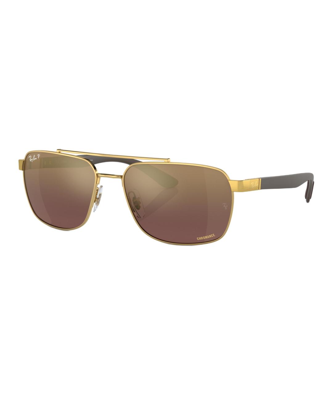 RAY BAN Коричневые металлические солнцезащитные очки, фото 6