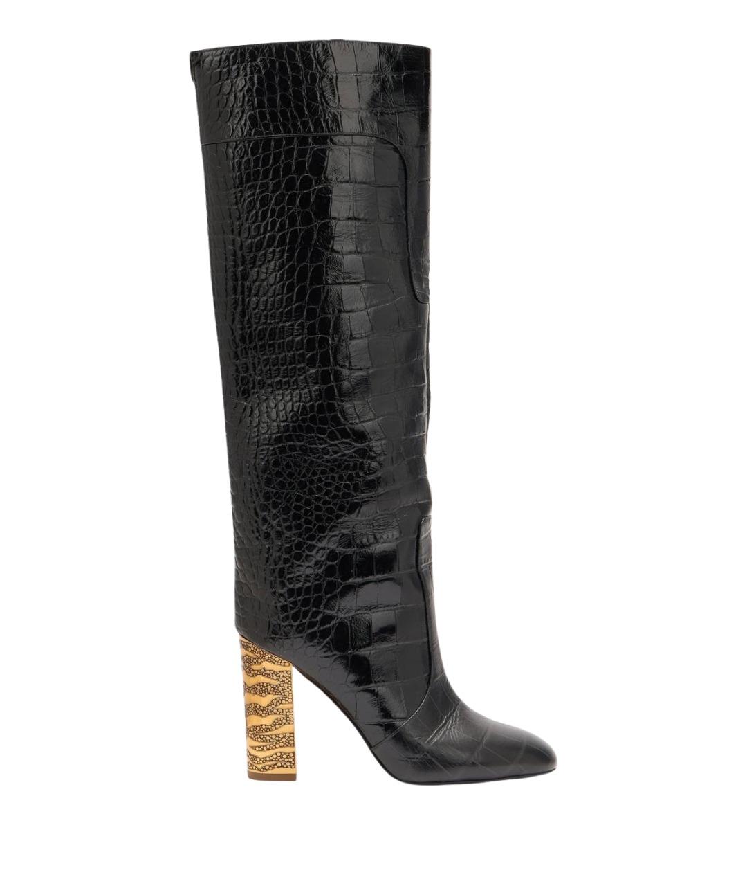 ROBERTO CAVALLI Черные кожаные сапоги, фото 1