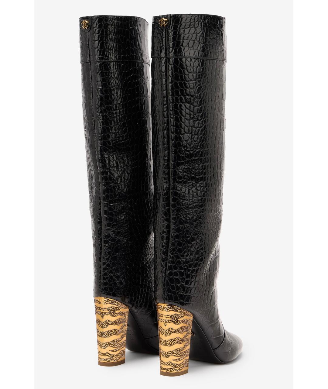 ROBERTO CAVALLI Черные кожаные сапоги, фото 4
