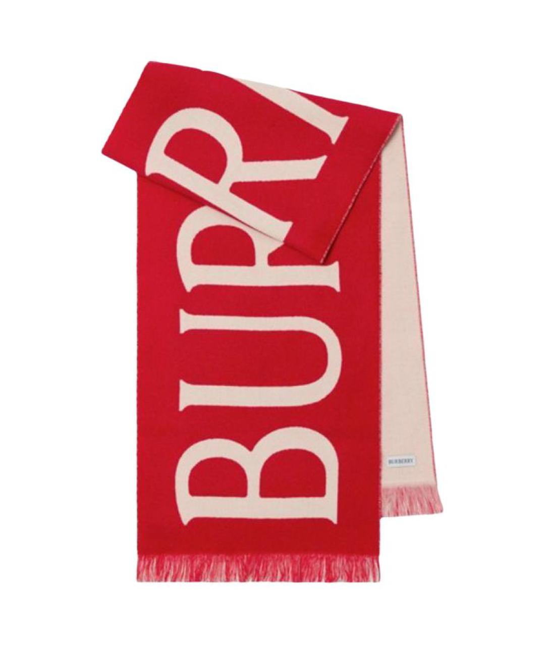 BURBERRY Красный шерстяной шарф, фото 1