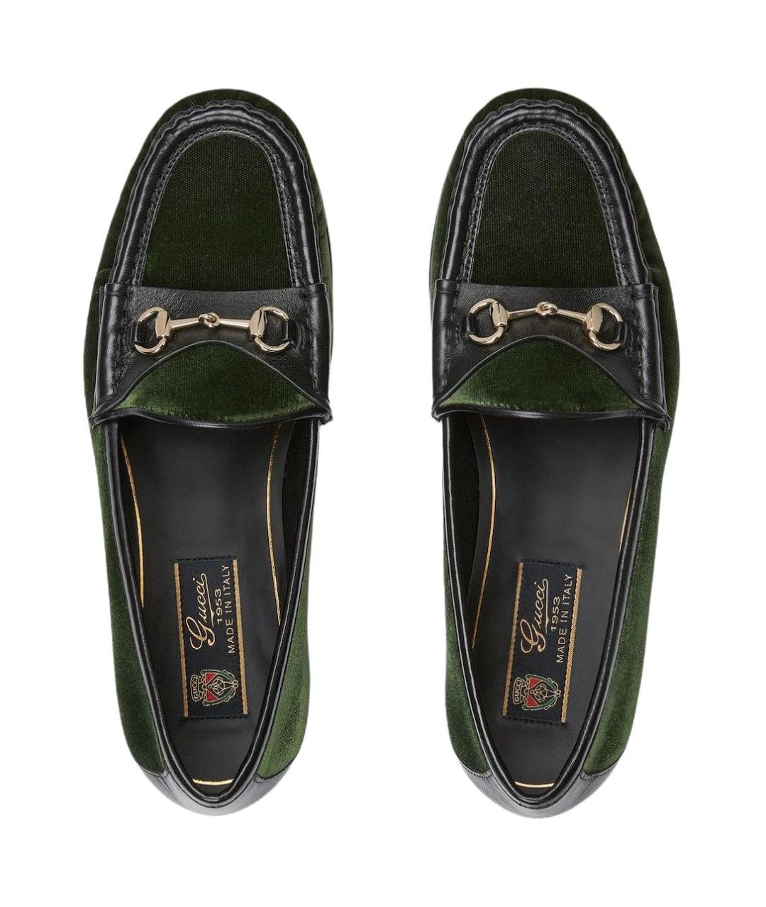 GUCCI Зеленые кожаные лоферы, фото 4
