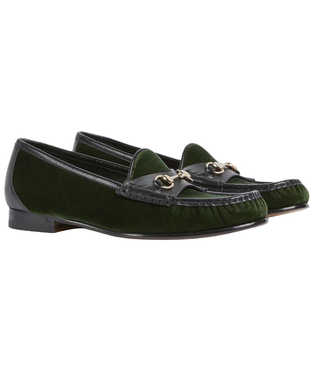 GUCCI Зеленые кожаные лоферы, фото 3