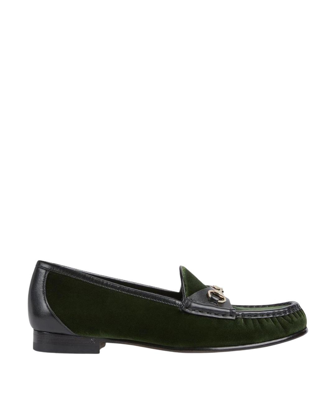 GUCCI Зеленые кожаные лоферы, фото 1