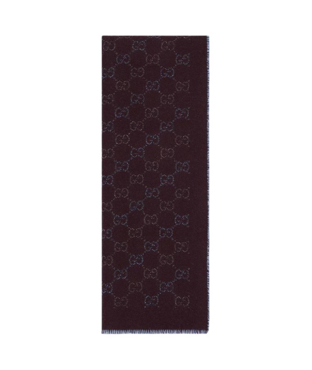 GUCCI Бордовый шерстяной шарф, фото 1