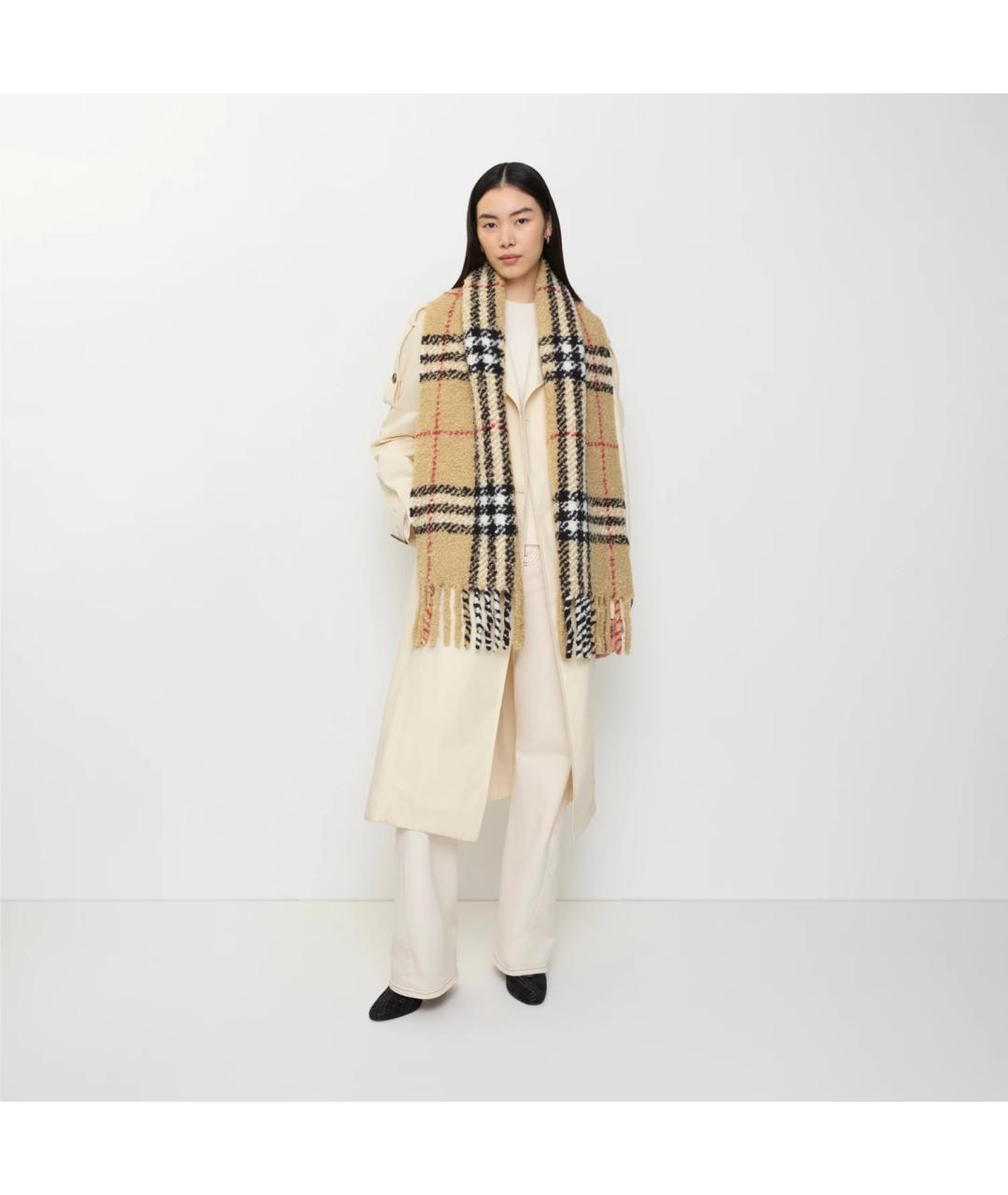 BURBERRY Бежевый шерстяной шарф, фото 4