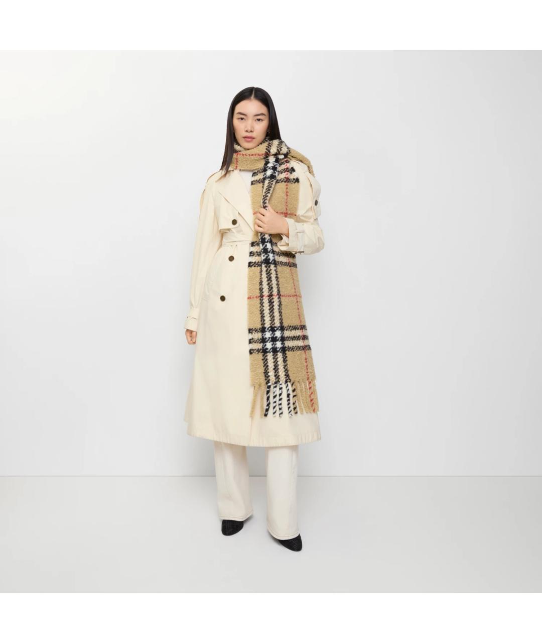BURBERRY Бежевый шерстяной шарф, фото 5