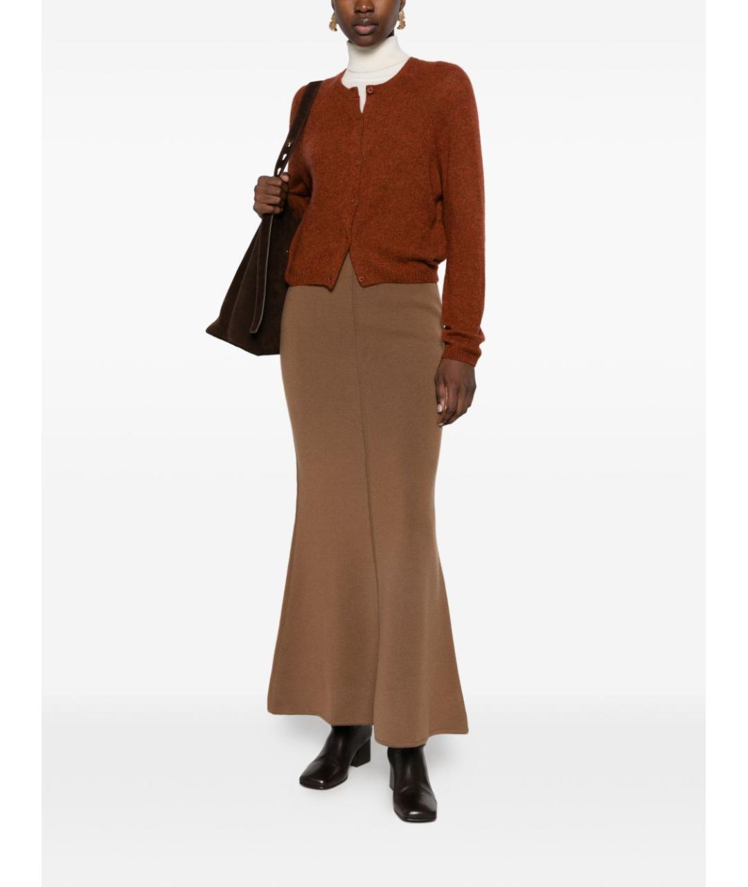 MAX MARA Коричневая шерстяная юбка макси, фото 2