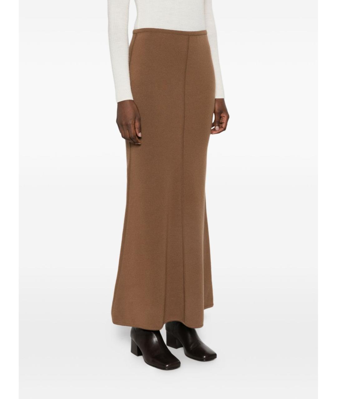 MAX MARA Коричневая шерстяная юбка макси, фото 3