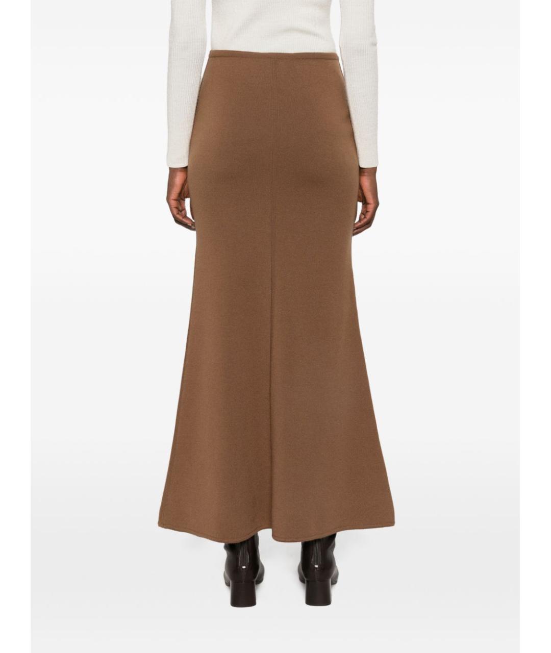 MAX MARA Коричневая шерстяная юбка макси, фото 5