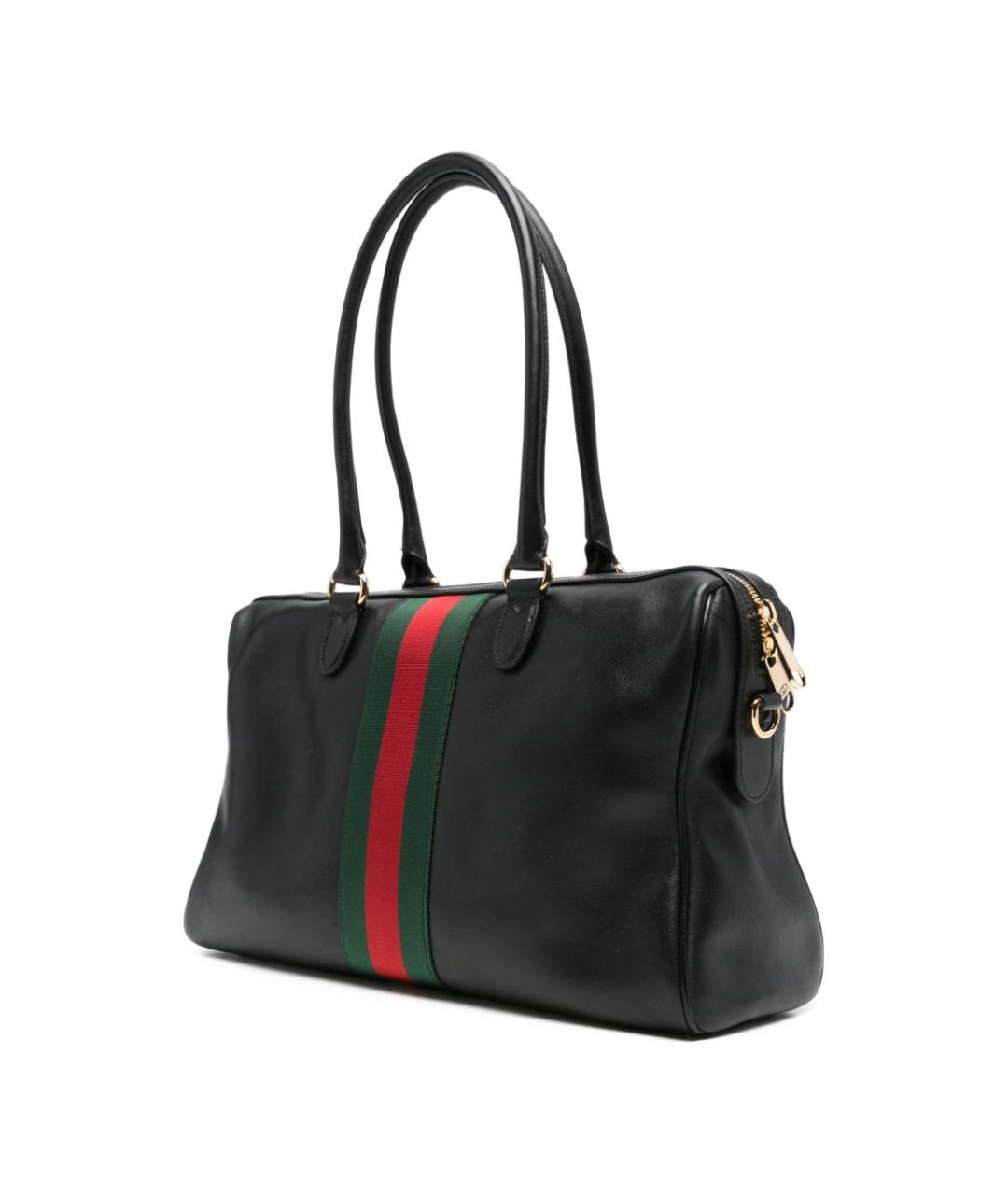 GUCCI Черная кожаная сумка тоут, фото 5