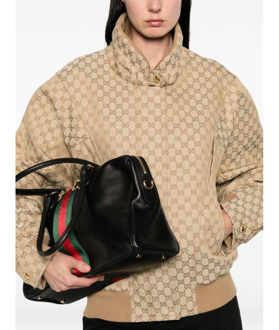 GUCCI Черная кожаная сумка тоут, фото 2