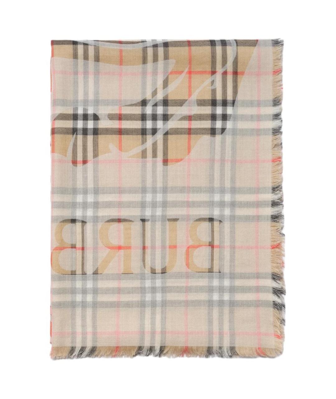 BURBERRY Бежевый шерстяной шарф, фото 2