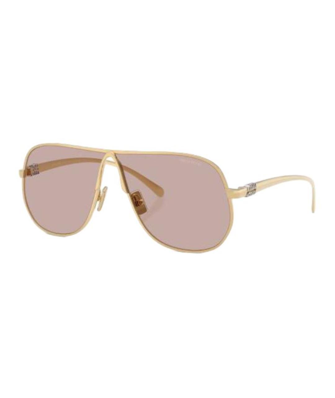 MIU MIU Золотые металлические солнцезащитные очки, фото 4