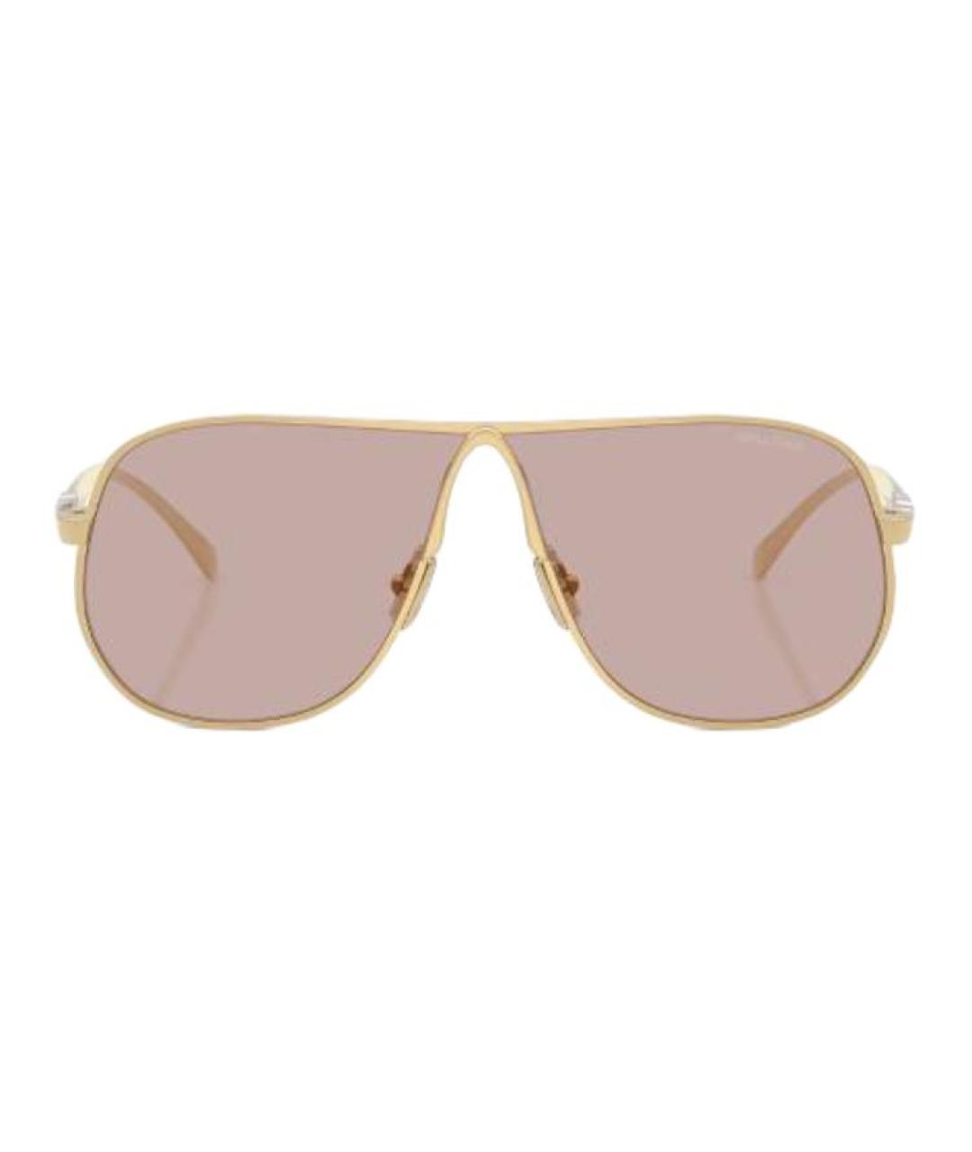 MIU MIU Золотые металлические солнцезащитные очки, фото 2