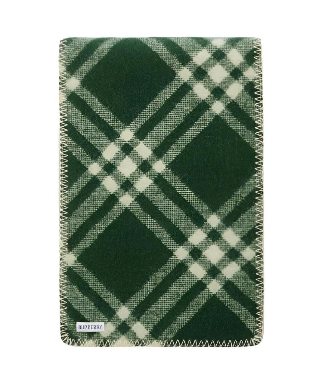 BURBERRY Зеленый шерстяной шарф, фото 1