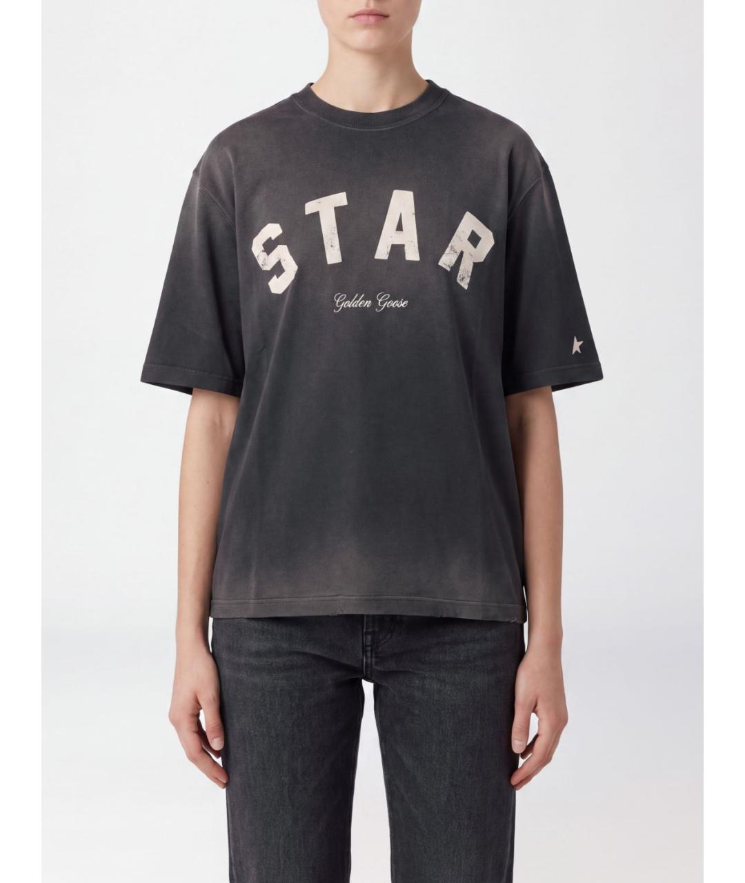 GOLDEN GOOSE Черная хлопковая футболка, фото 4