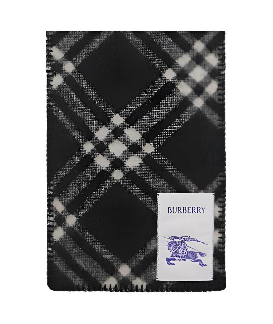 BURBERRY Черный шерстяной шарф, фото 1