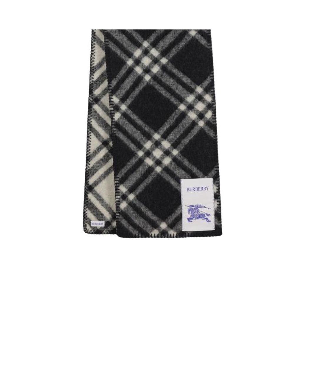 BURBERRY Черный шерстяной шарф, фото 3