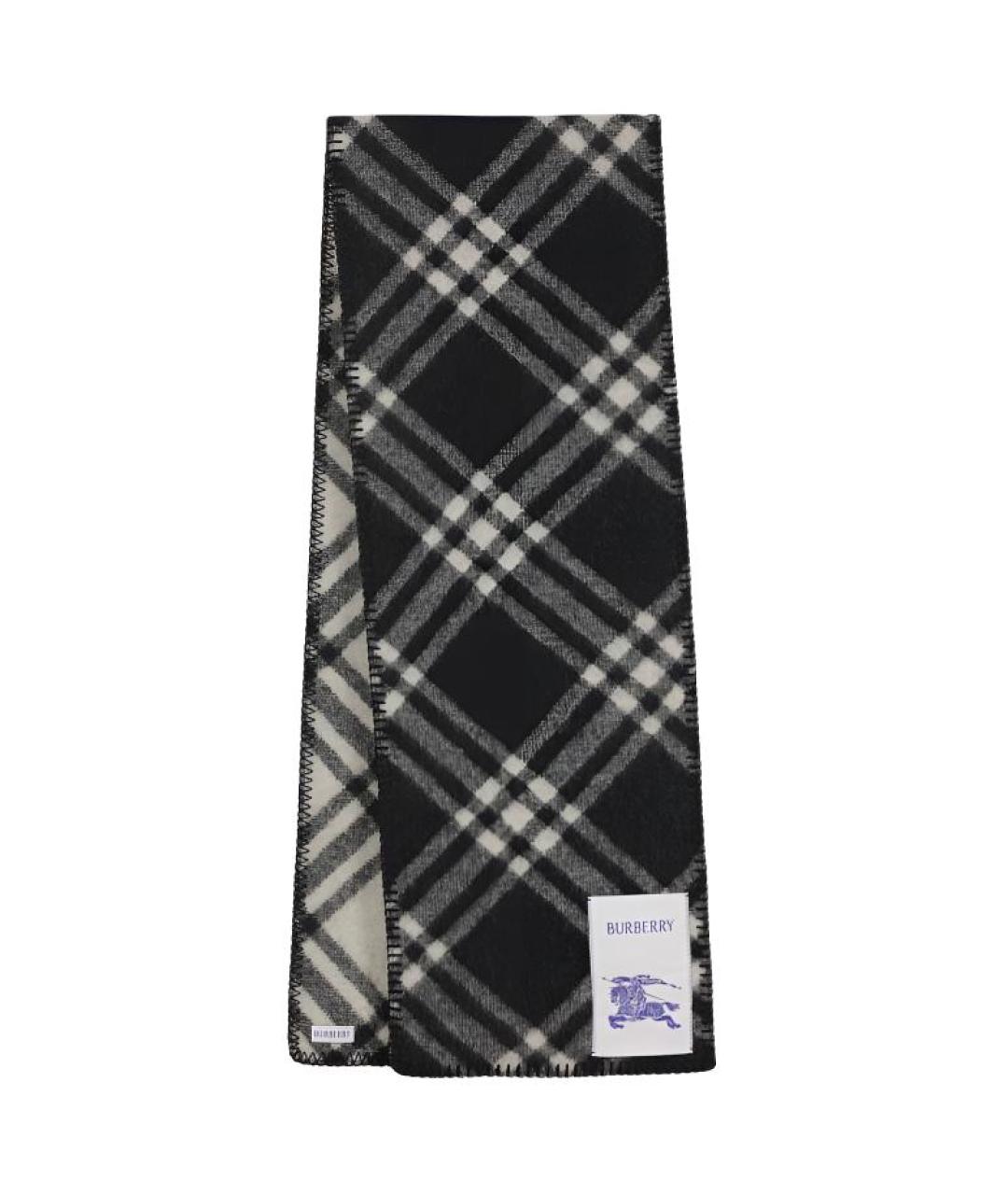 BURBERRY Черный шерстяной шарф, фото 2