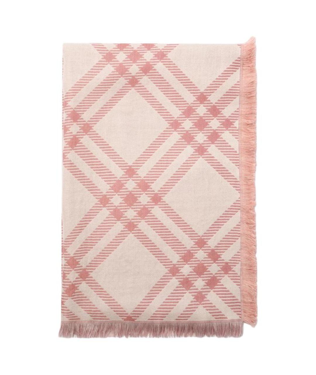 BURBERRY Розовый шерстяной шарф, фото 2