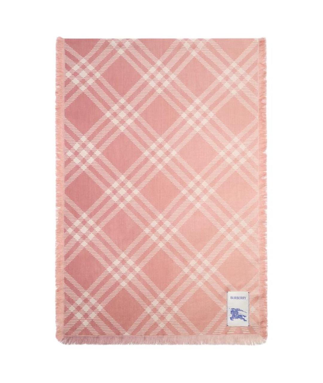 BURBERRY Розовый шерстяной шарф, фото 1