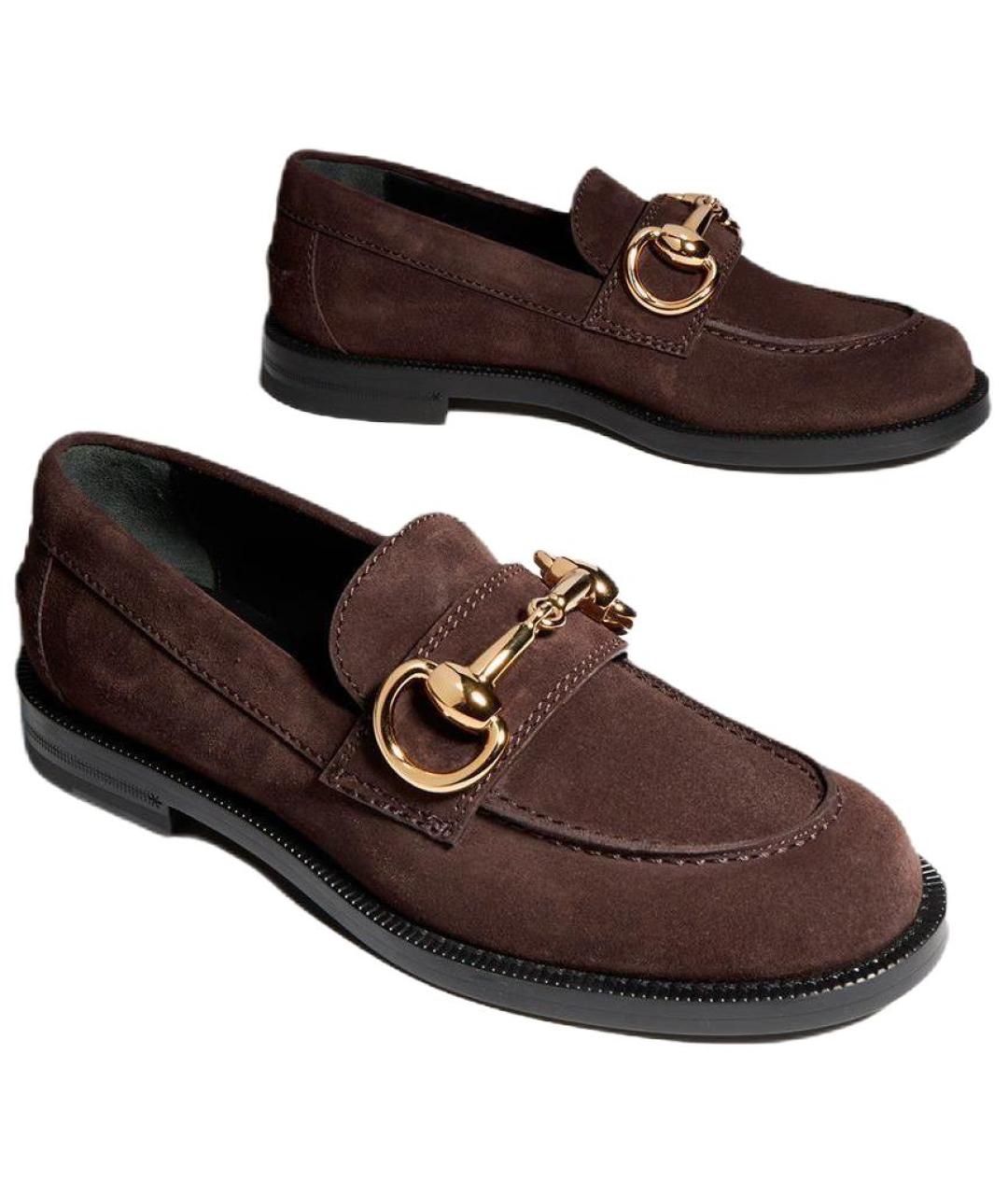 GUCCI Коричневые замшевые лоферы, фото 4