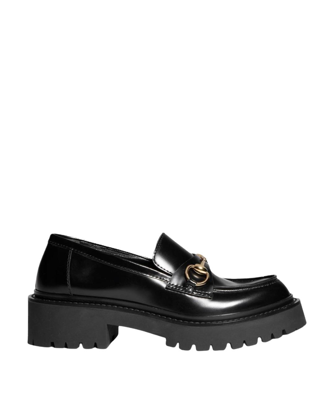 GUCCI Черные кожаные лоферы, фото 1