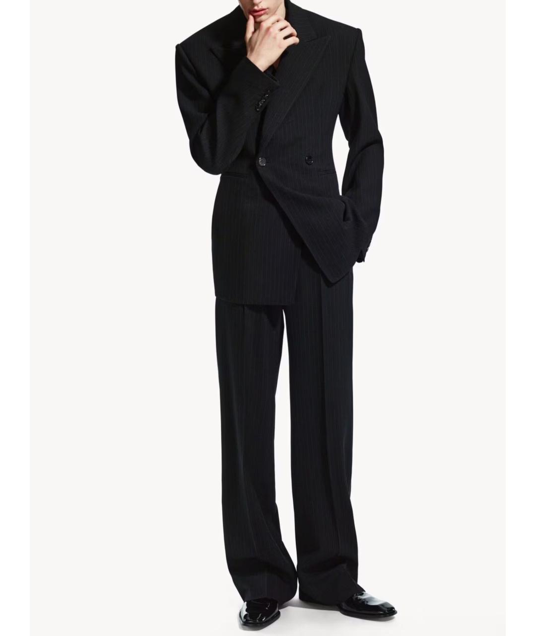 SAINT LAURENT Черные шерстяные повседневные брюки, фото 3