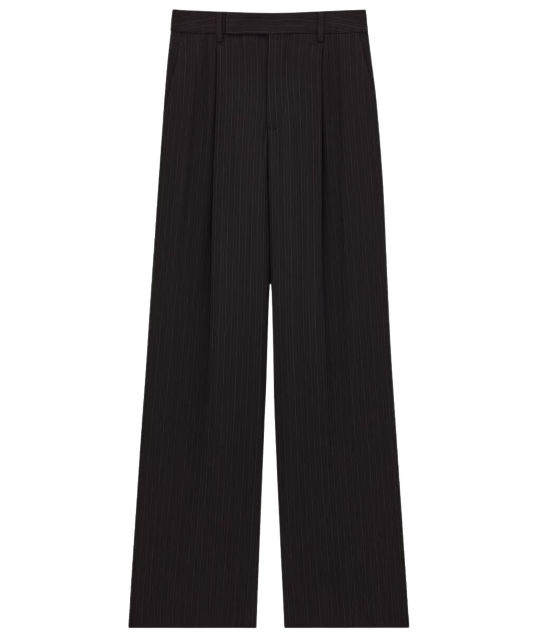 SAINT LAURENT Черные шерстяные повседневные брюки, фото 2