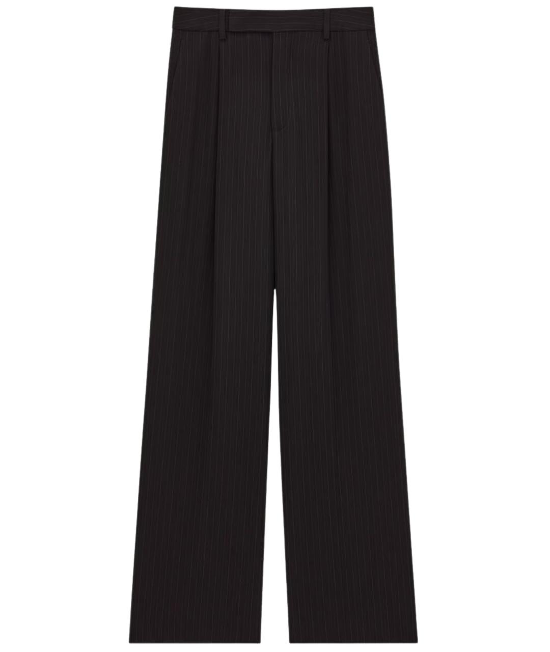 SAINT LAURENT Черные шерстяные повседневные брюки, фото 1