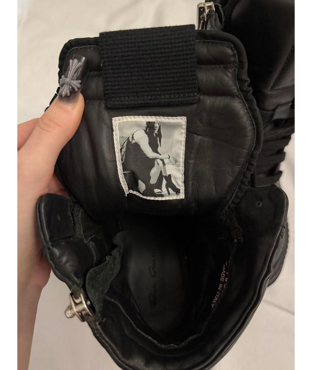 RICK OWENS Черные кожаные кеды, фото 5