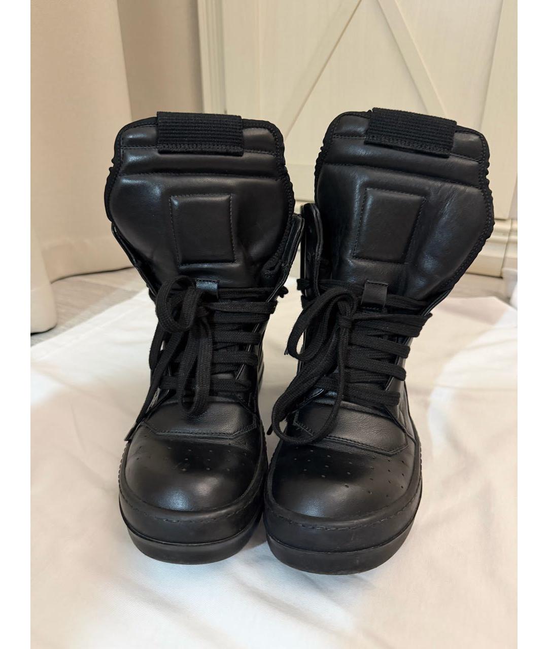 RICK OWENS Черные кожаные кеды, фото 2