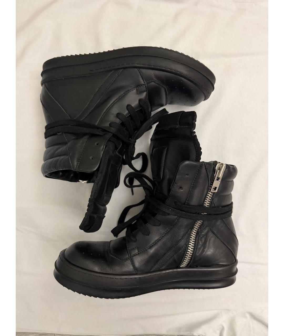RICK OWENS Черные кожаные кеды, фото 9