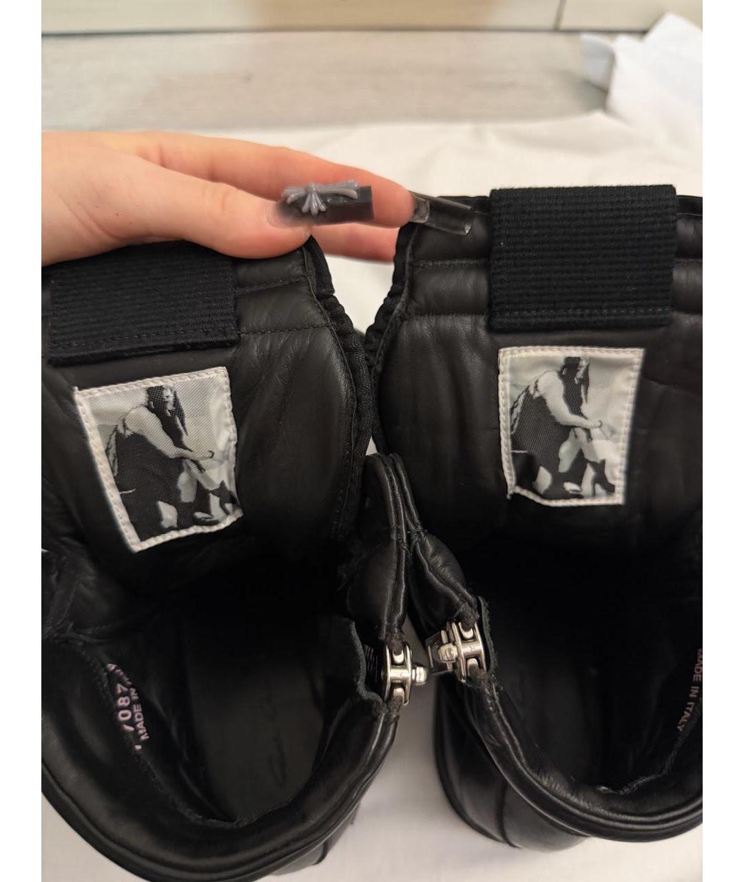 RICK OWENS Черные кожаные кеды, фото 3