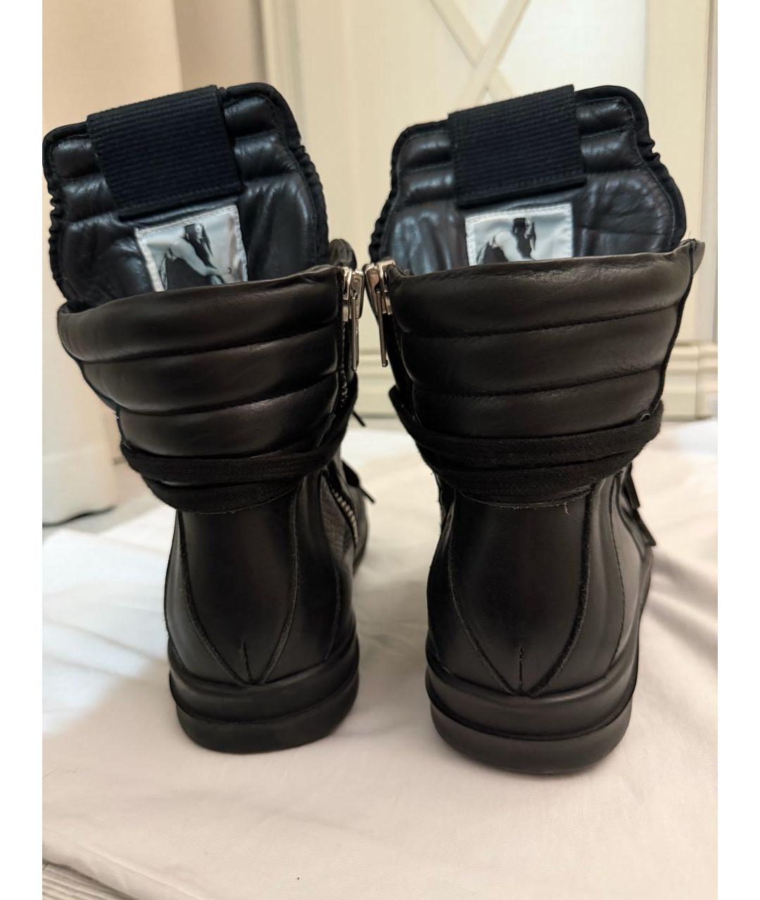 RICK OWENS Черные кожаные кеды, фото 4