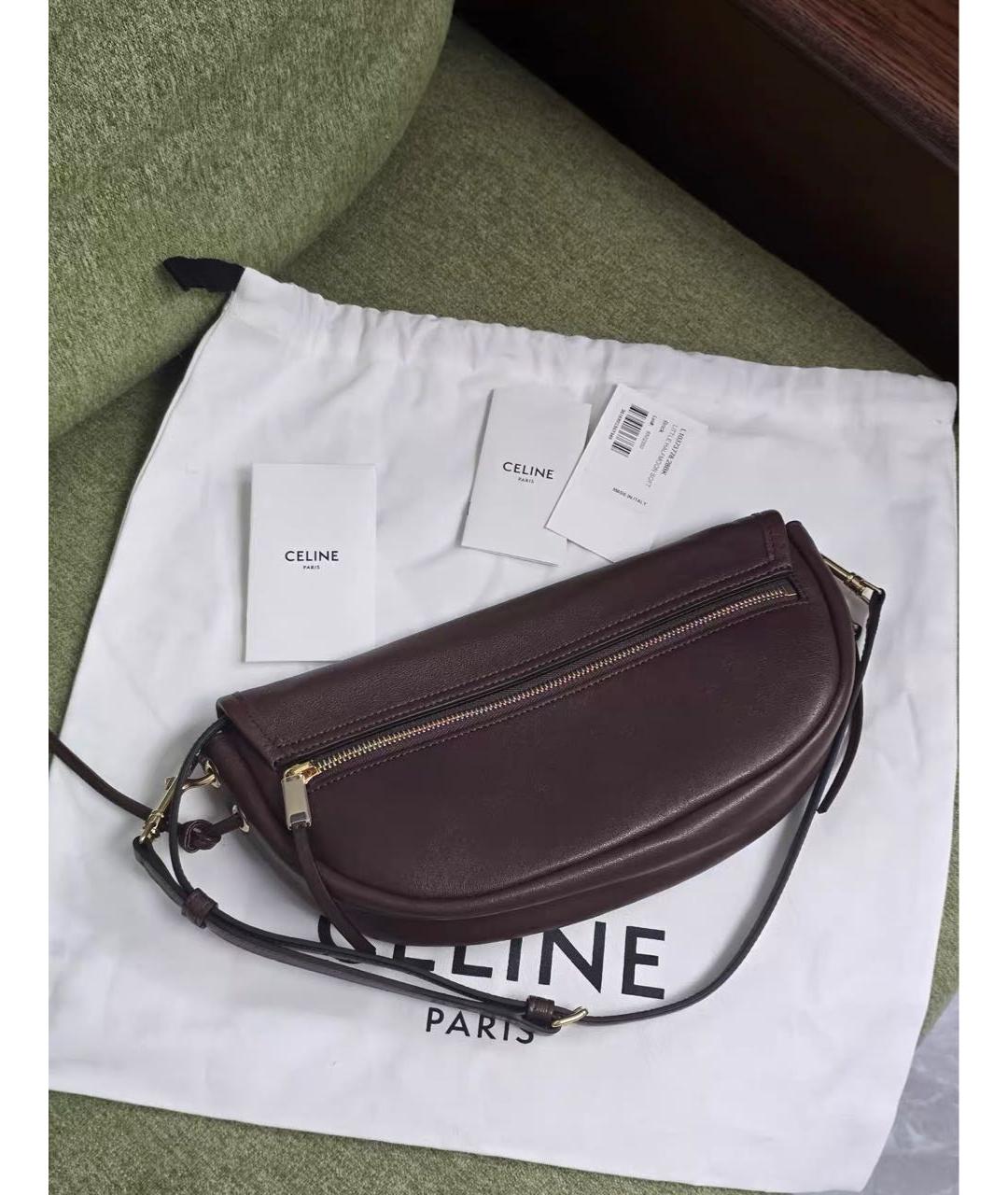 CELINE Коричневая кожаная сумка через плечо, фото 3