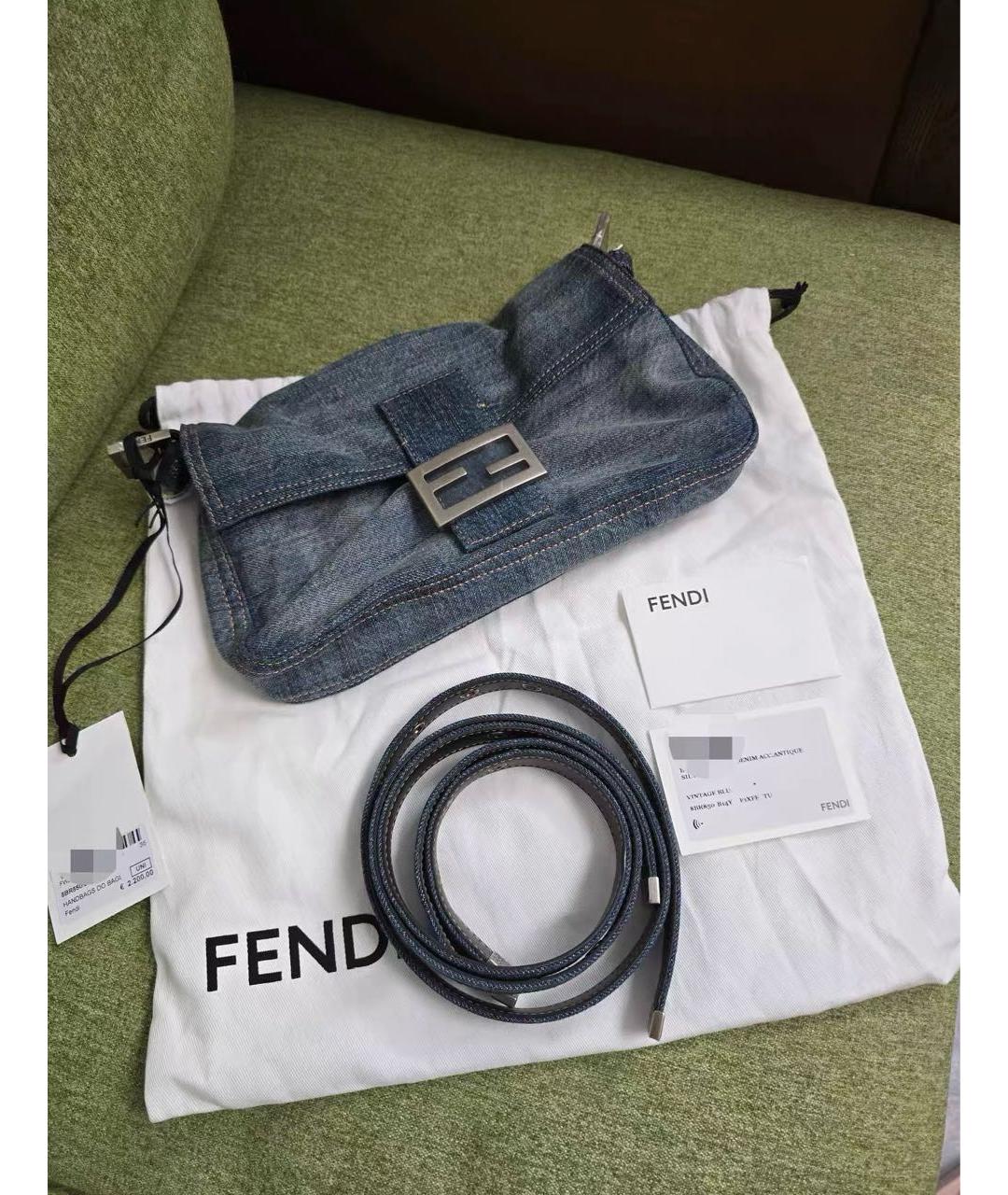 FENDI Синяя деним сумка через плечо, фото 2