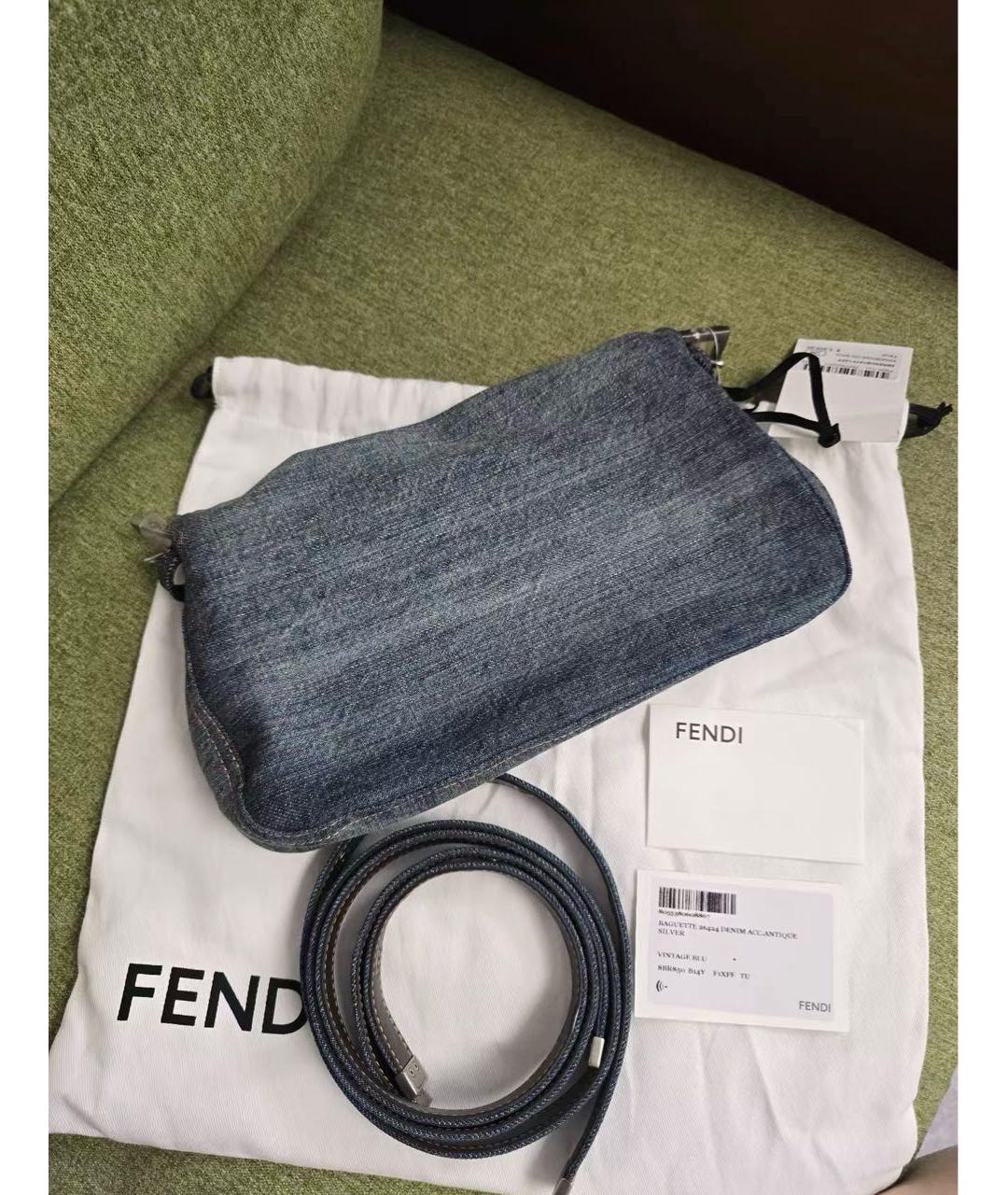 FENDI Синяя деним сумка через плечо, фото 3