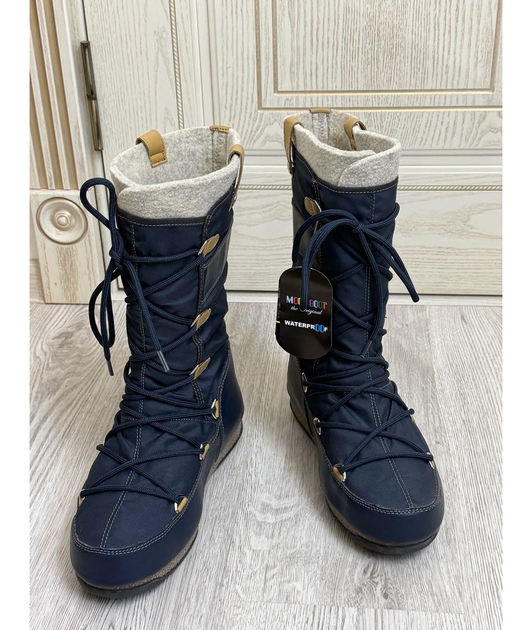 MOON BOOT Темно-синие текстильные сапоги, фото 3