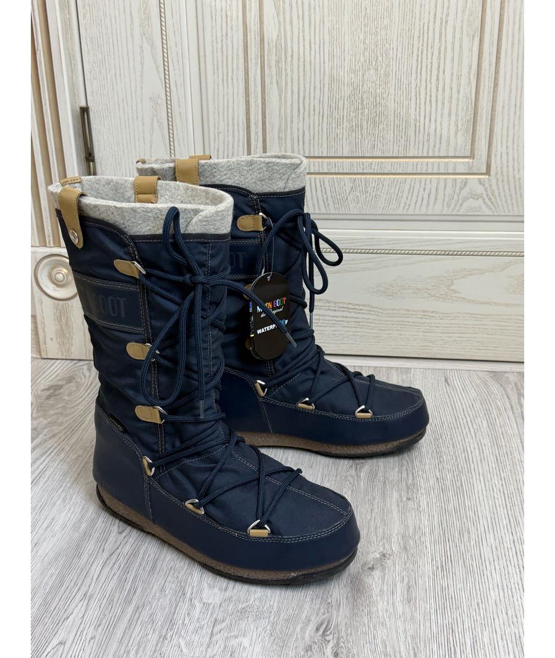 MOON BOOT Темно-синие текстильные сапоги, фото 2