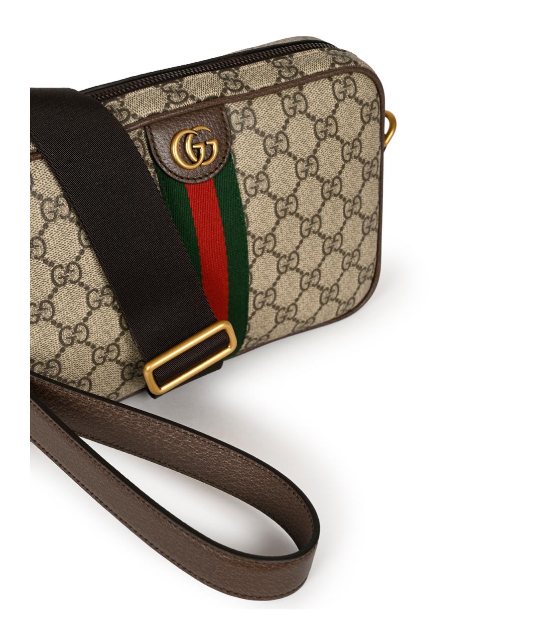 GUCCI Бежевая сумка на плечо из канвы, фото 4