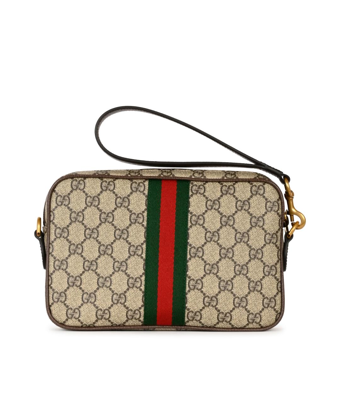 GUCCI Бежевая сумка на плечо из канвы, фото 3